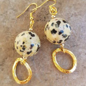 SOLD Boho Chic Dalmatian Jasper Earrings